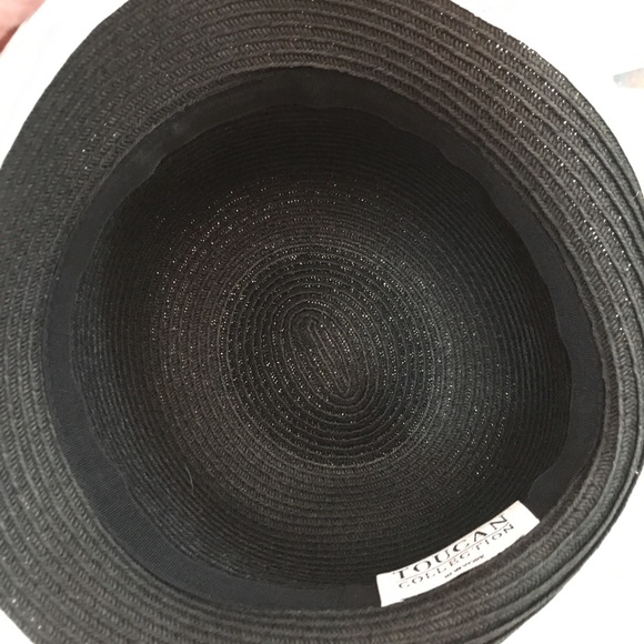 Vintage 1980’s Toucan Art Deco Retro Black Bow Flapper Cloche Derby Hat - Picture 9 of 15